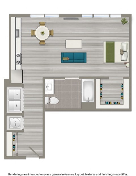 Floor plan for studio, 1 bath, 462 sqft
